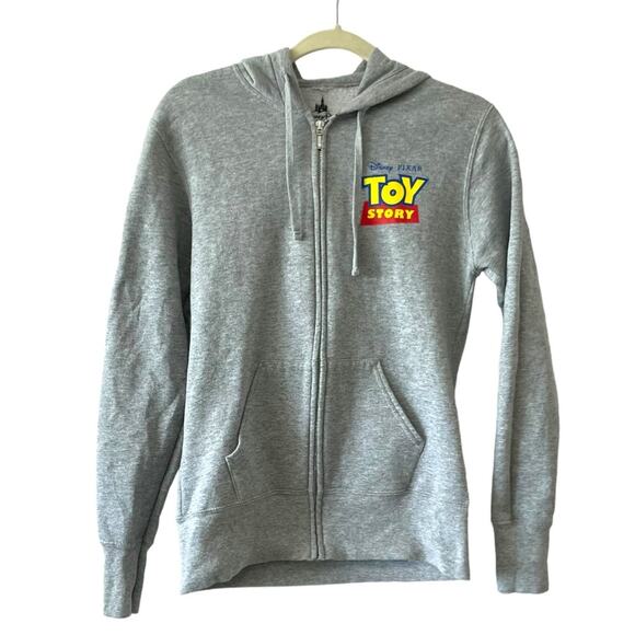 Disney Toy Story Grey Zipper Hoodie Sweatshirt Size Small Pixar Fleece Jacket - Picture 2 of 6